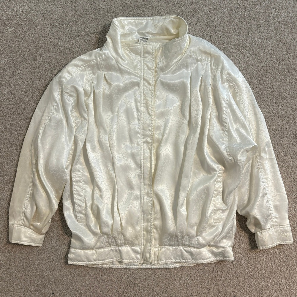 Vintage Adidas Track Jacket Full Zip Floral Print‎ Lightweight Ivory White L